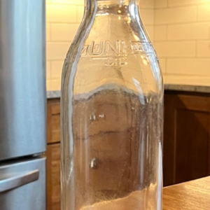 Vintage Uni-Dairy Glass Milk Bottle with Cap | Farmhouse Dairy Decor | Raw Milk Bottle
